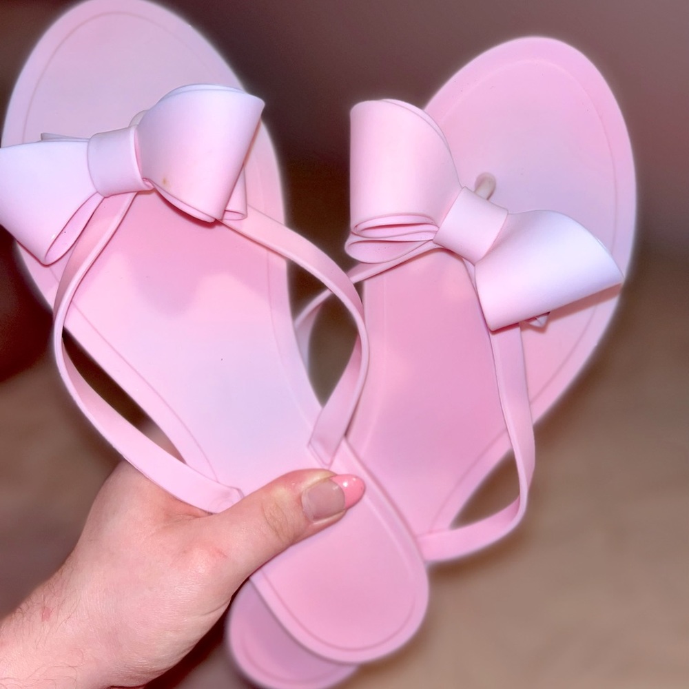 Pink Bow Jelly Flip Flops